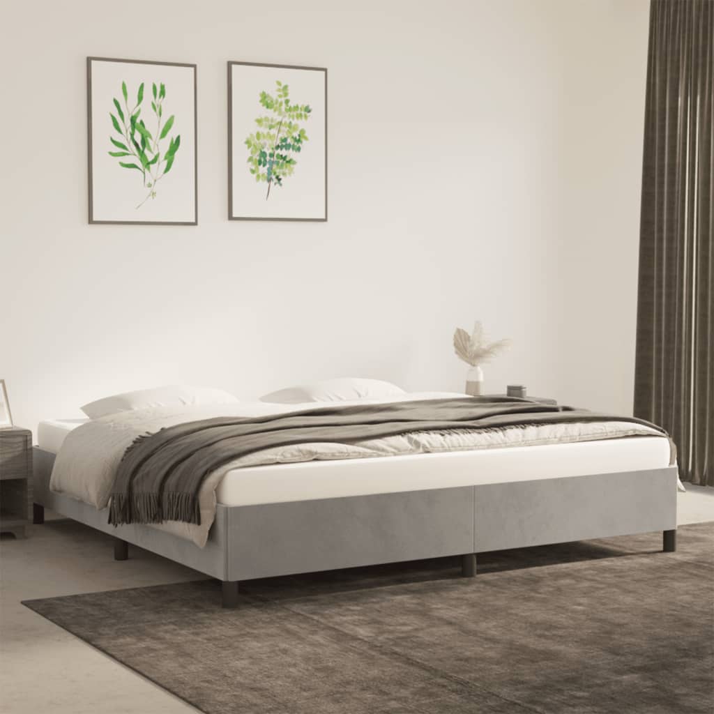 Cadre de lit sans matelas gris clair 200x200 cm velours - XIOS