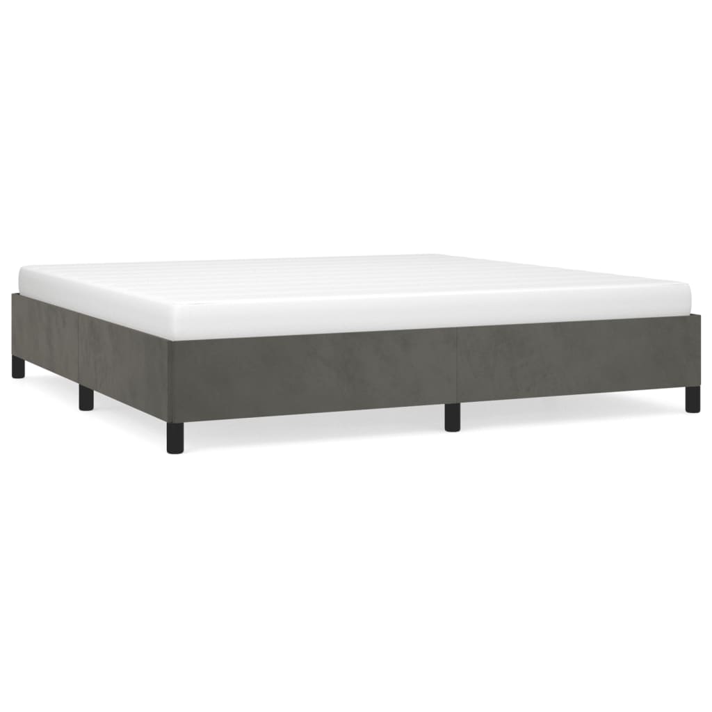 Cadre de lit sans matelas gris foncé 200x200 cm velours - XIOS