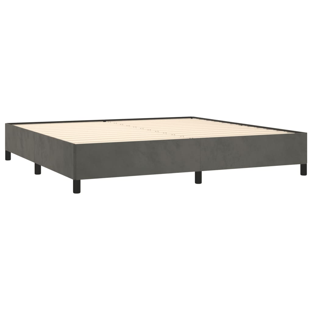 Cadre de lit sans matelas gris foncé 200x200 cm velours - XIOS