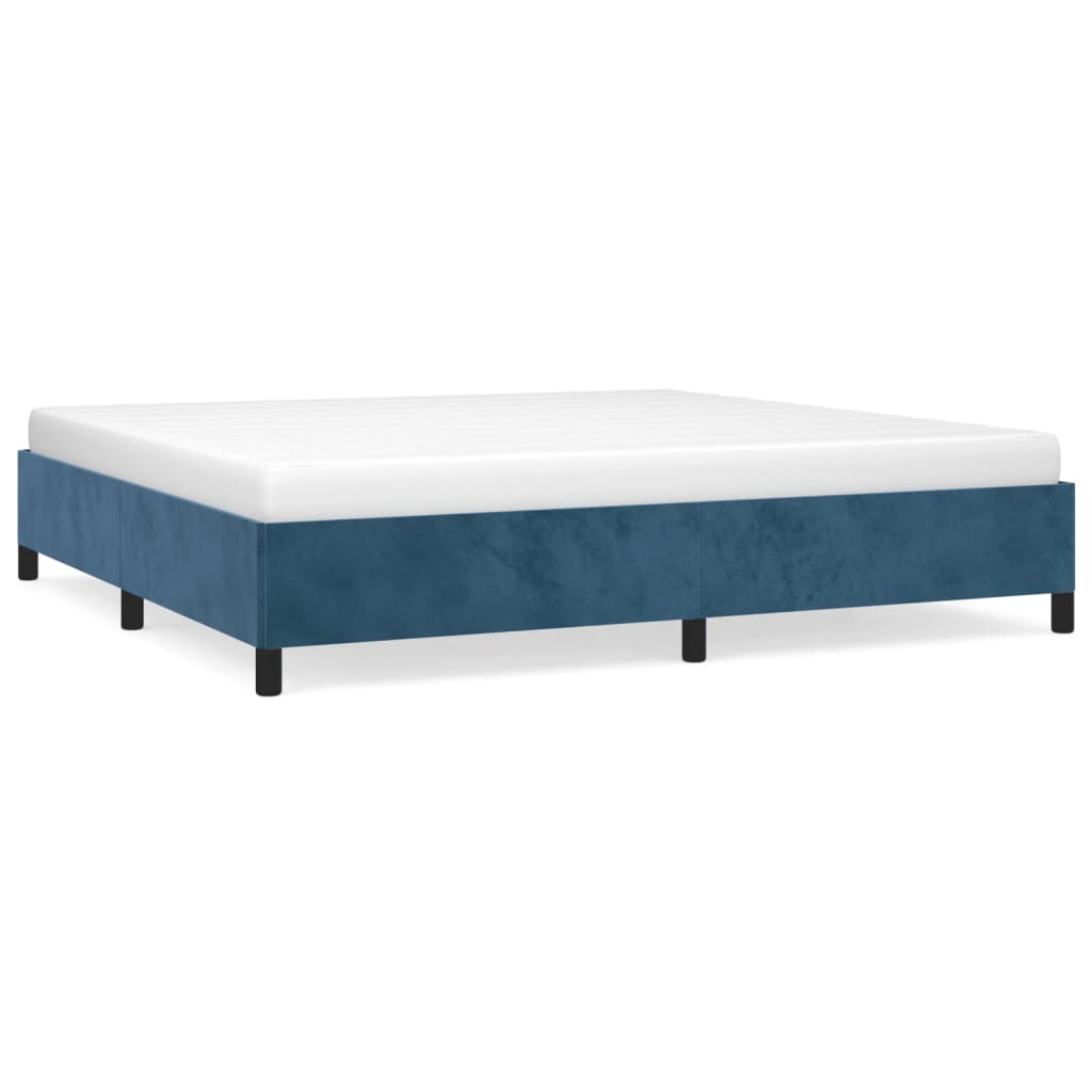 Cadre de lit sans matelas bleu foncé 200x200 cm velours - XIOS