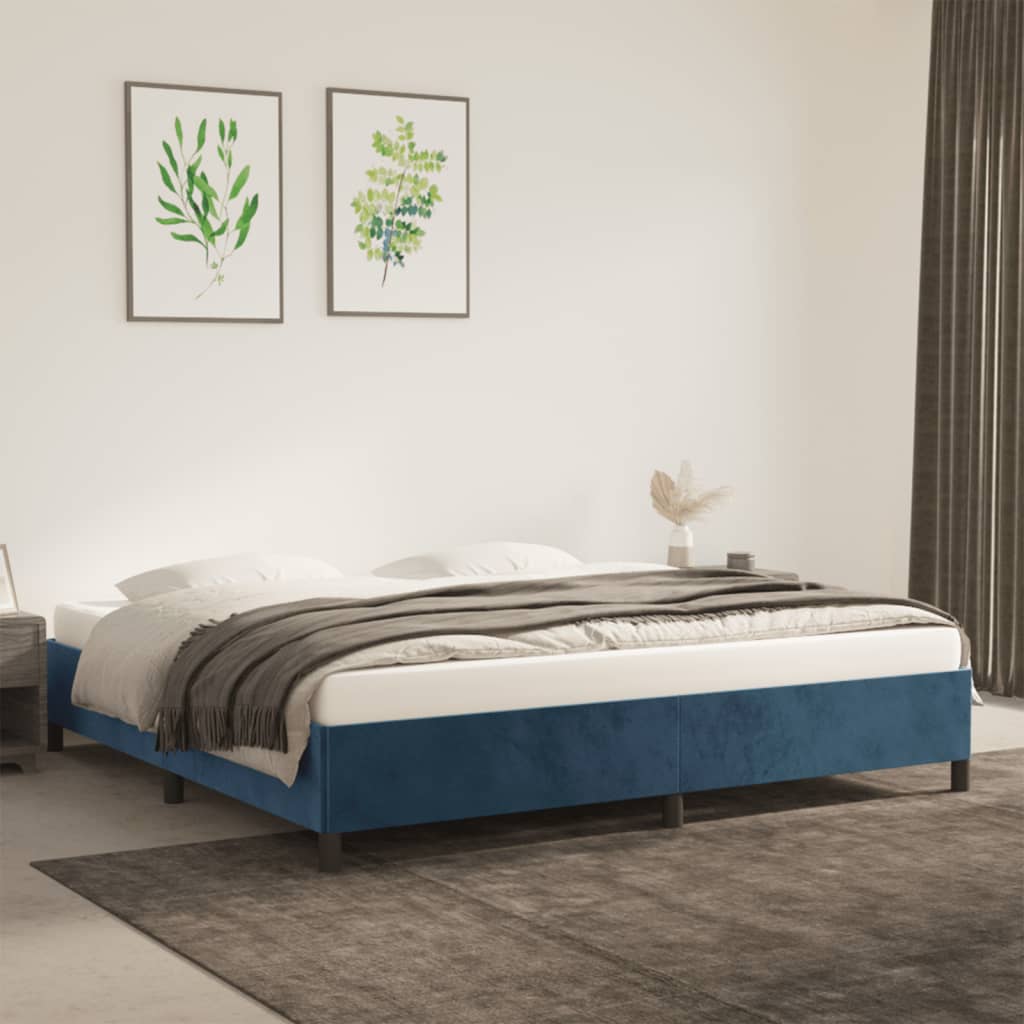 Cadre de lit sans matelas bleu foncé 200x200 cm velours - XIOS
