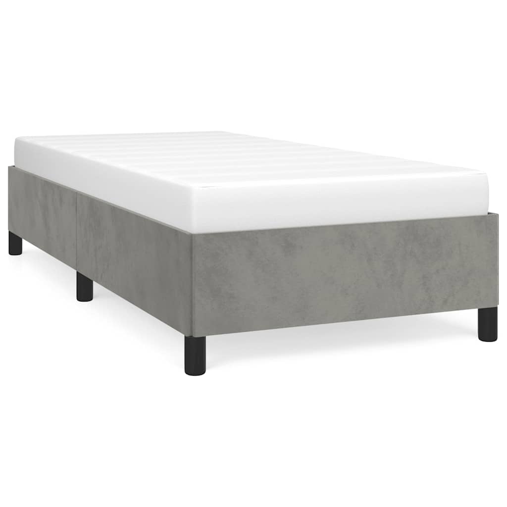 Cadre de lit sans matelas gris clair 100x190 cm velours - XIOS