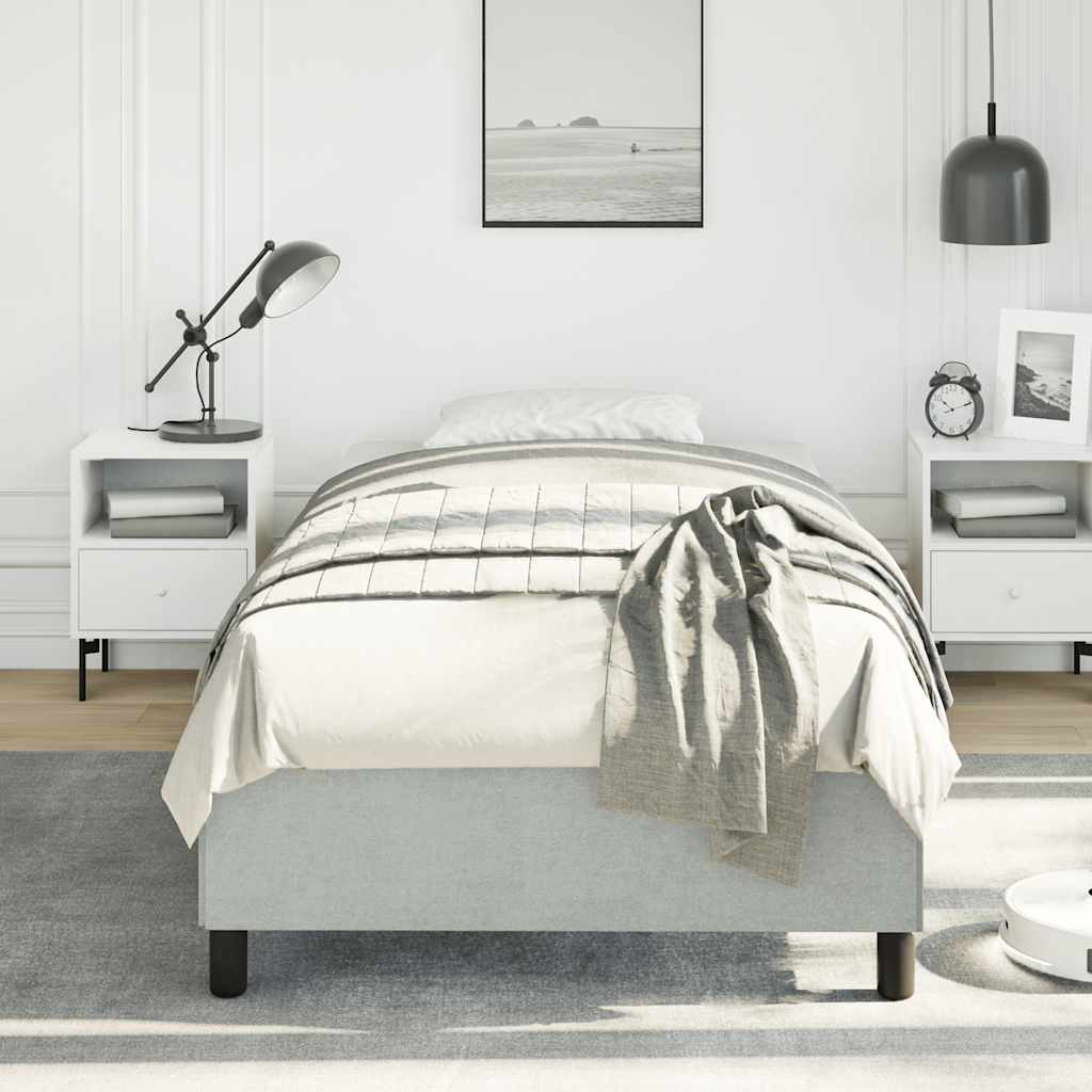 Cadre de lit sans matelas gris clair 100x190 cm velours - XIOS