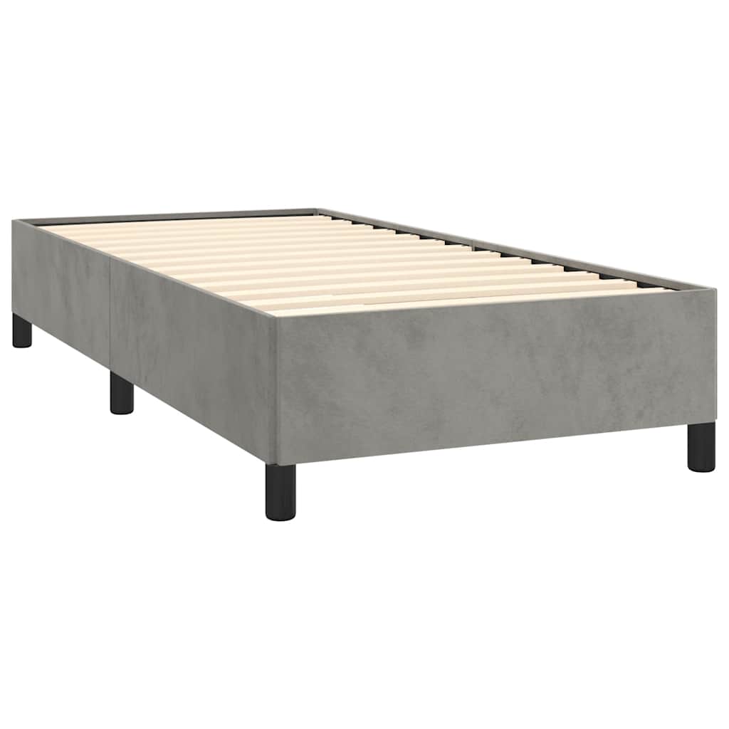 Cadre de lit sans matelas gris clair 100x190 cm velours - XIOS