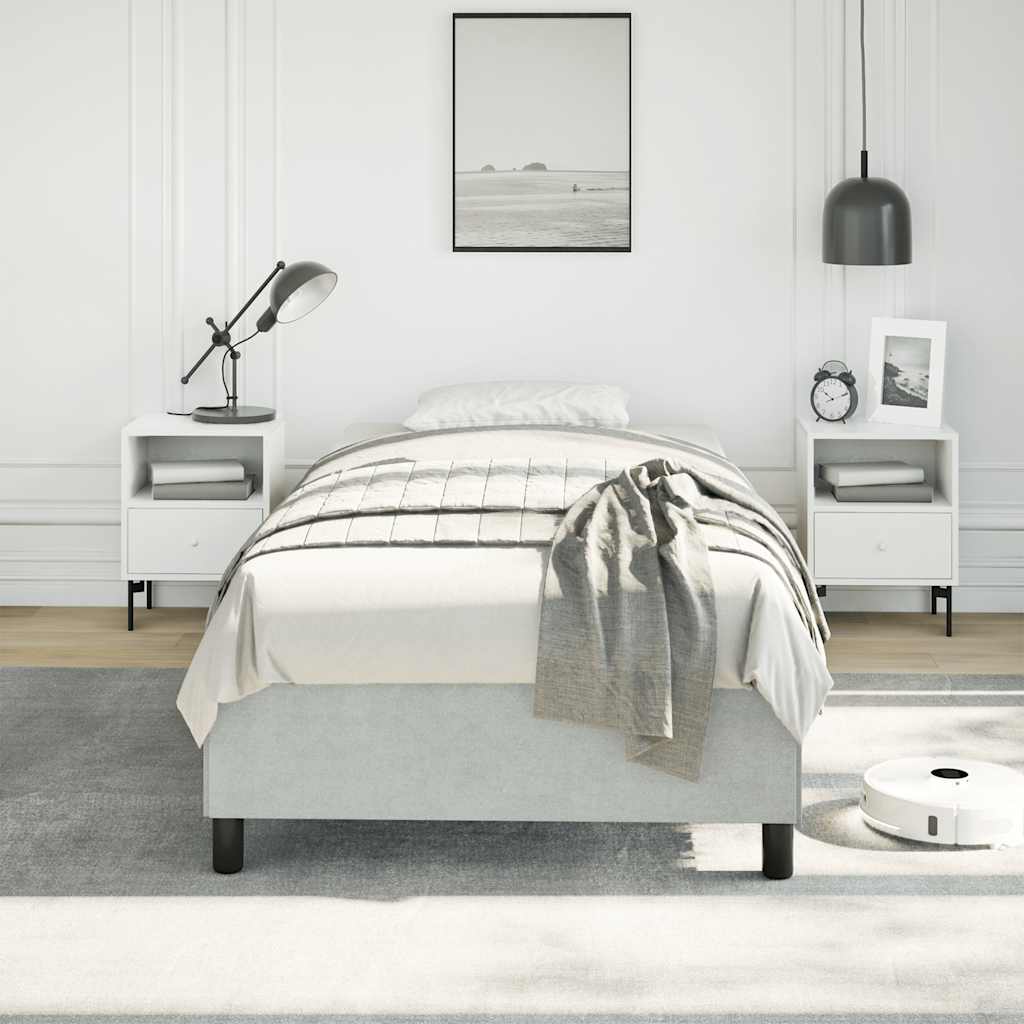 Cadre de lit gris clair 100x203 cm velours - XIOS