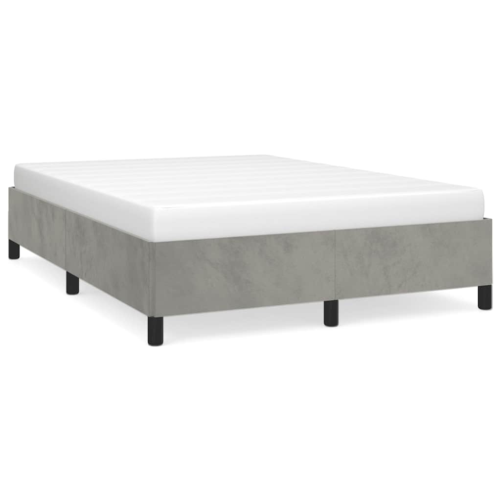 Cadre de lit gris clair 137x190 cm velours - XIOS