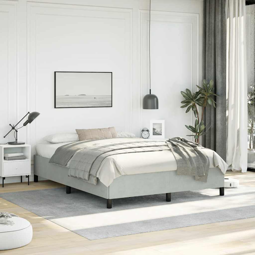 Cadre de lit gris clair 137x190 cm velours - XIOS