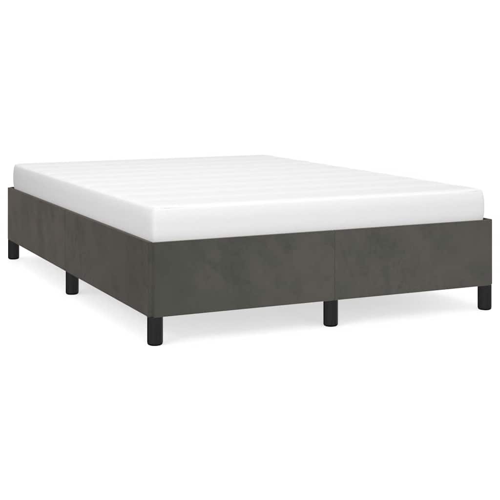 Cadre de lit sans matelas gris foncé 137x190 cm velours - XIOS