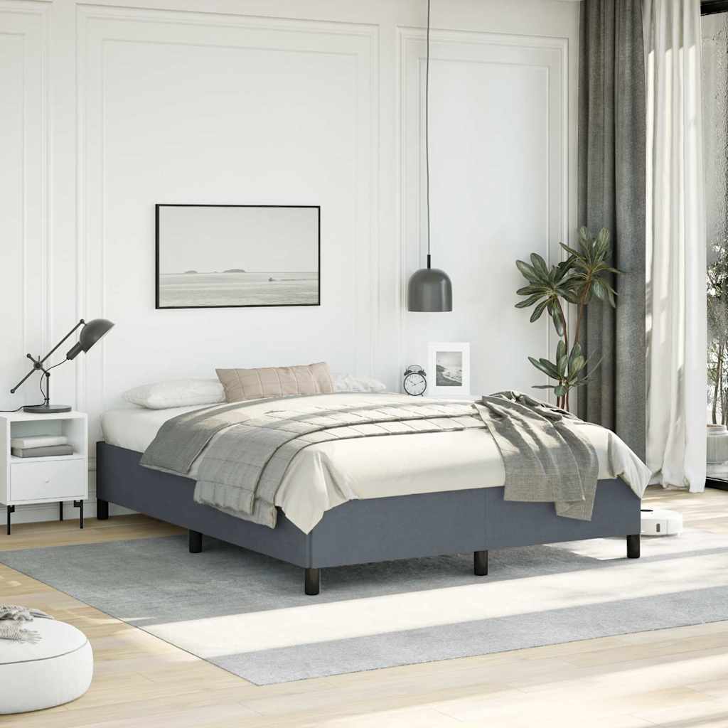Cadre de lit sans matelas gris foncé 137x190 cm velours - XIOS