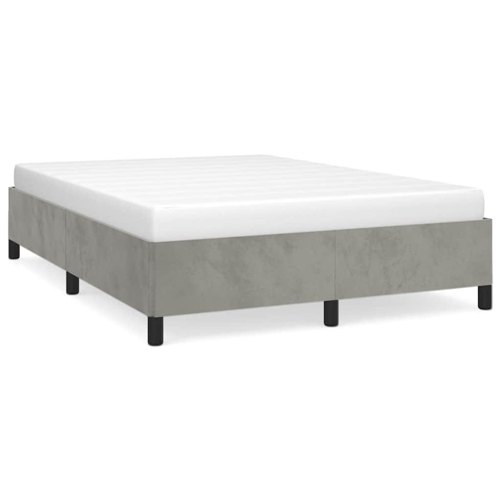 Cadre de lit gris clair 152x203 cm velours - XIOS