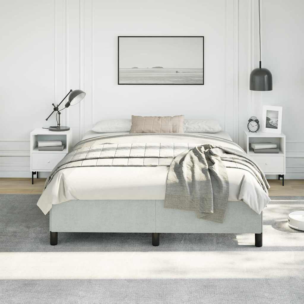 Cadre de lit gris clair 152x203 cm velours - XIOS