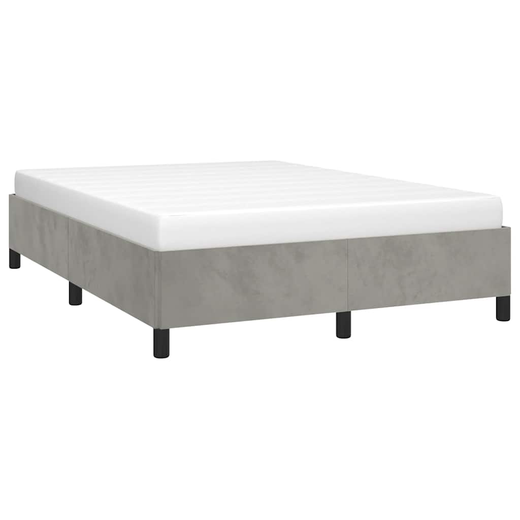 Cadre de lit gris clair 152x203 cm velours - XIOS
