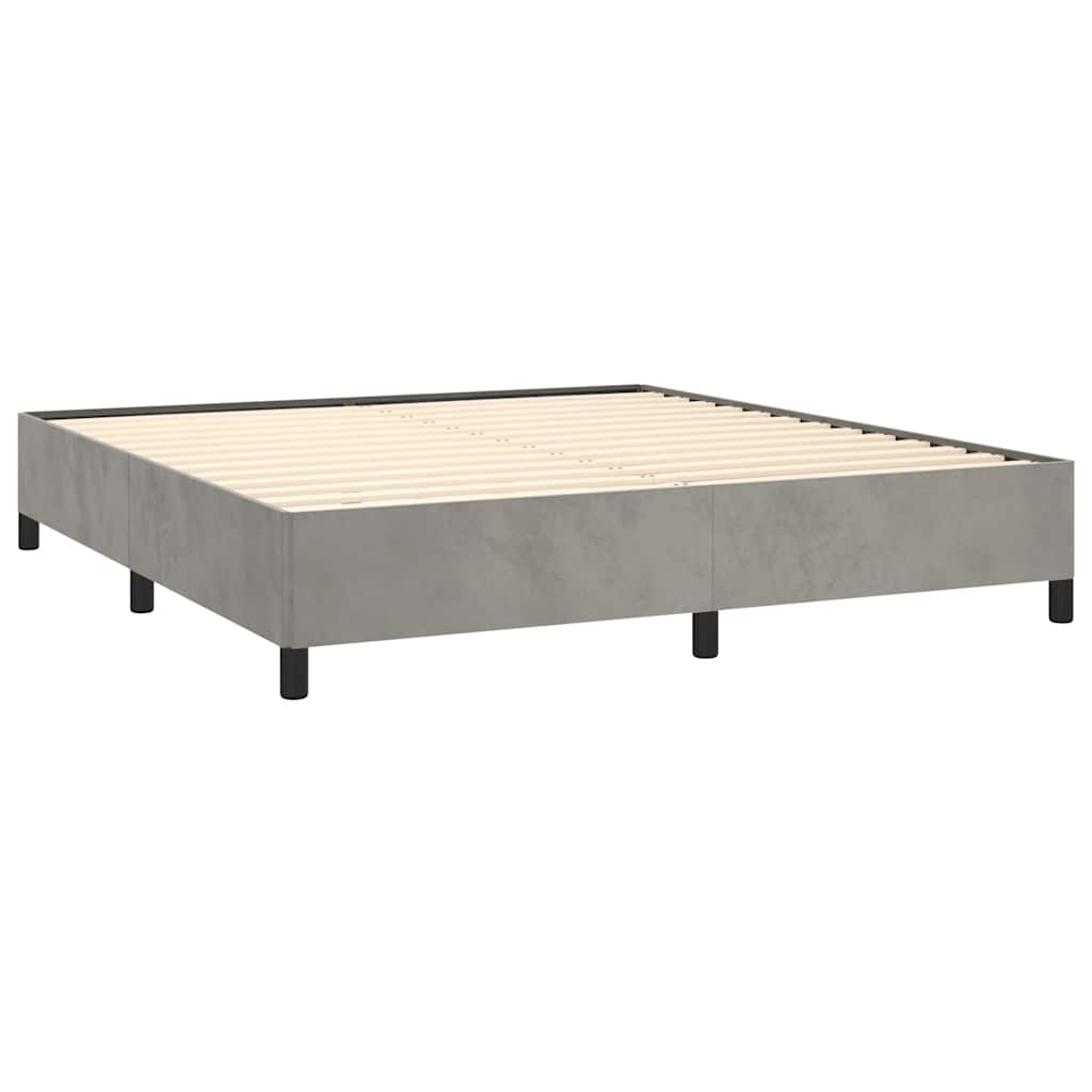 Cadre de lit gris clair 152x203 cm velours - XIOS