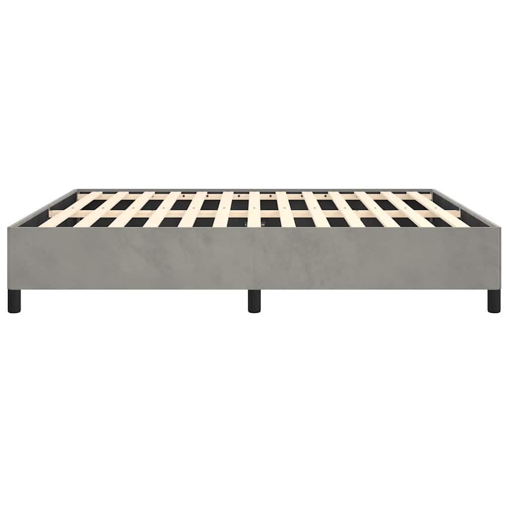 Cadre de lit gris clair 152x203 cm velours - XIOS