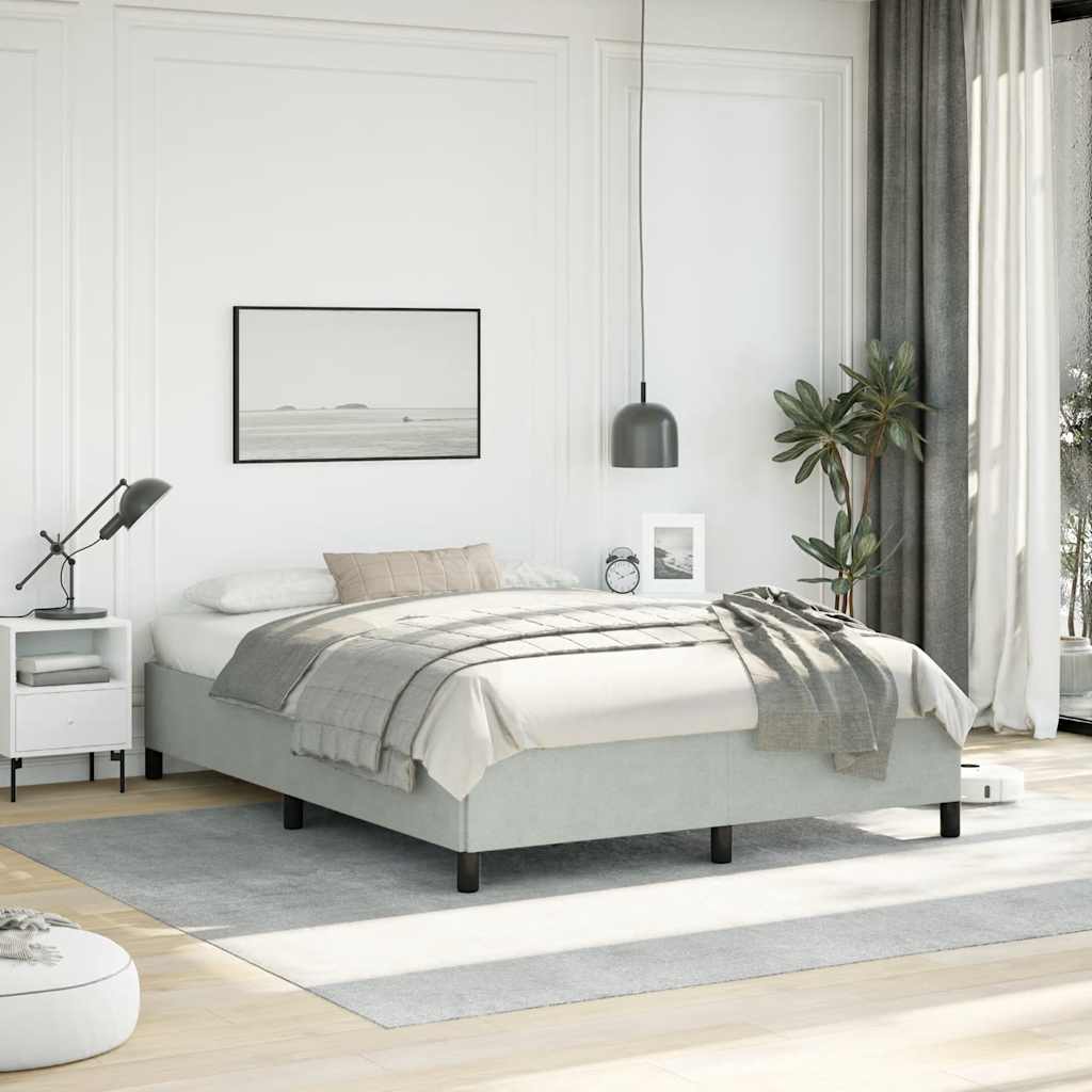 Cadre de lit gris clair 152x203 cm velours - XIOS