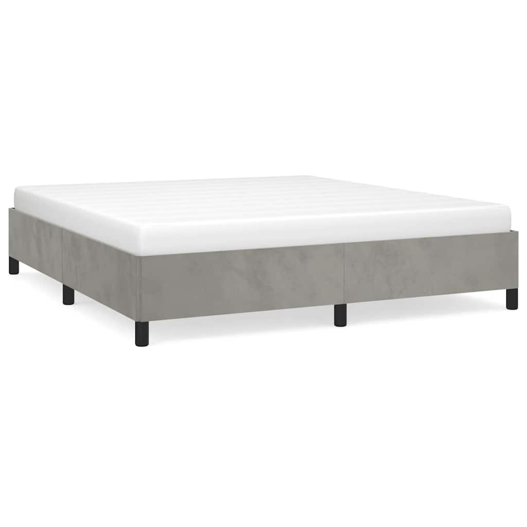 Cadre de lit gris clair 193x203 cm velours - XIOS
