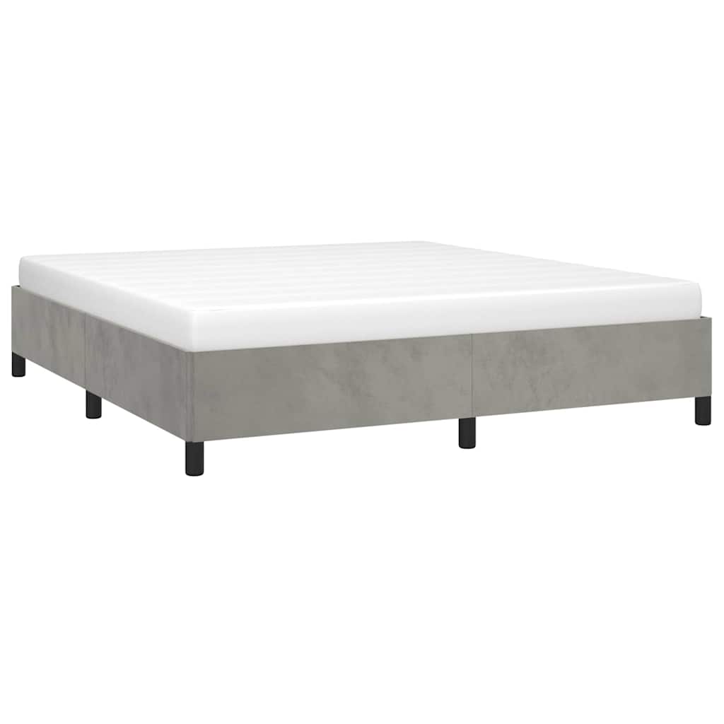 Cadre de lit gris clair 193x203 cm velours - XIOS