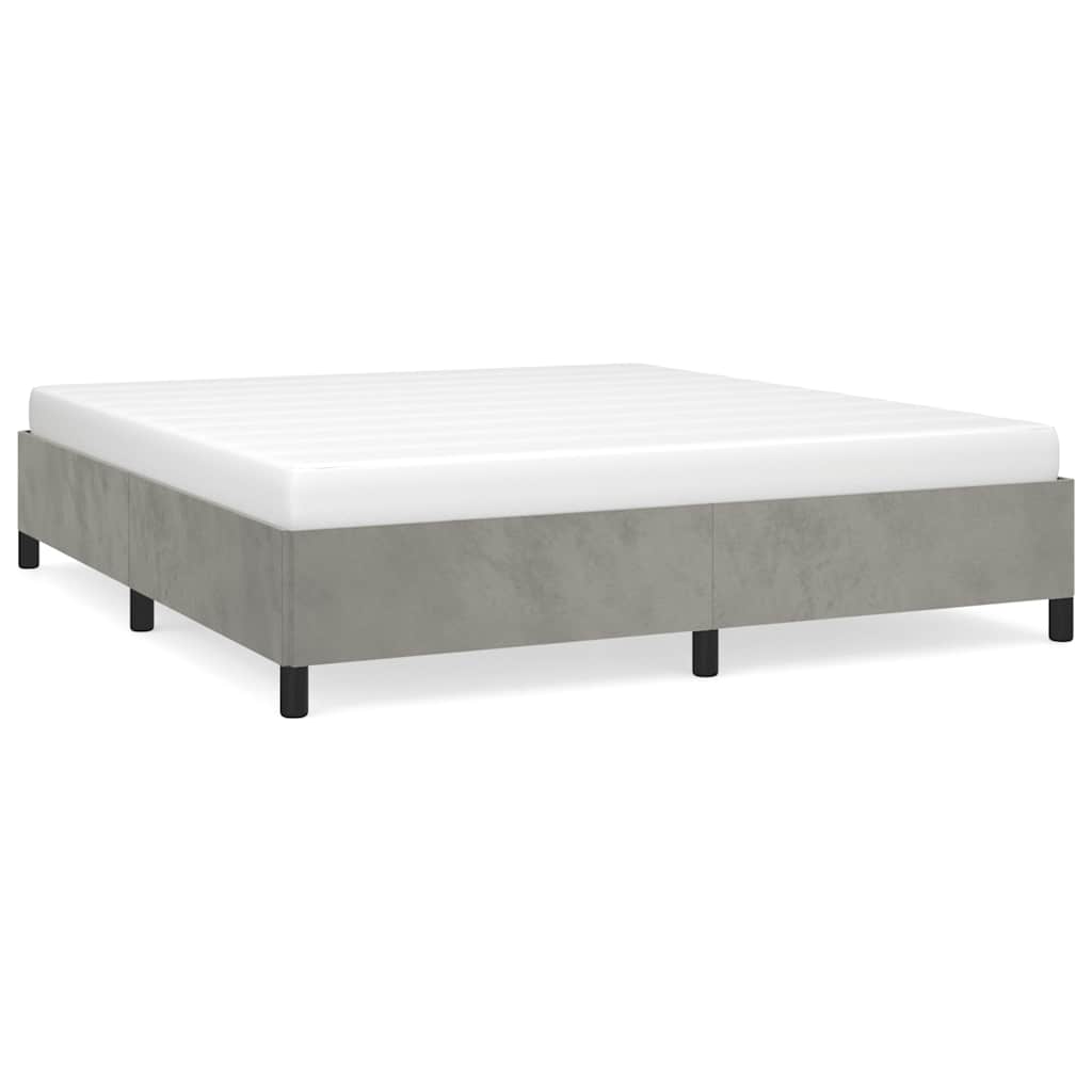 Cadre de lit sans matelas gris clair California velours - XIOS