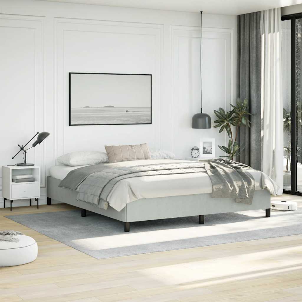 Cadre de lit sans matelas gris clair California velours - XIOS