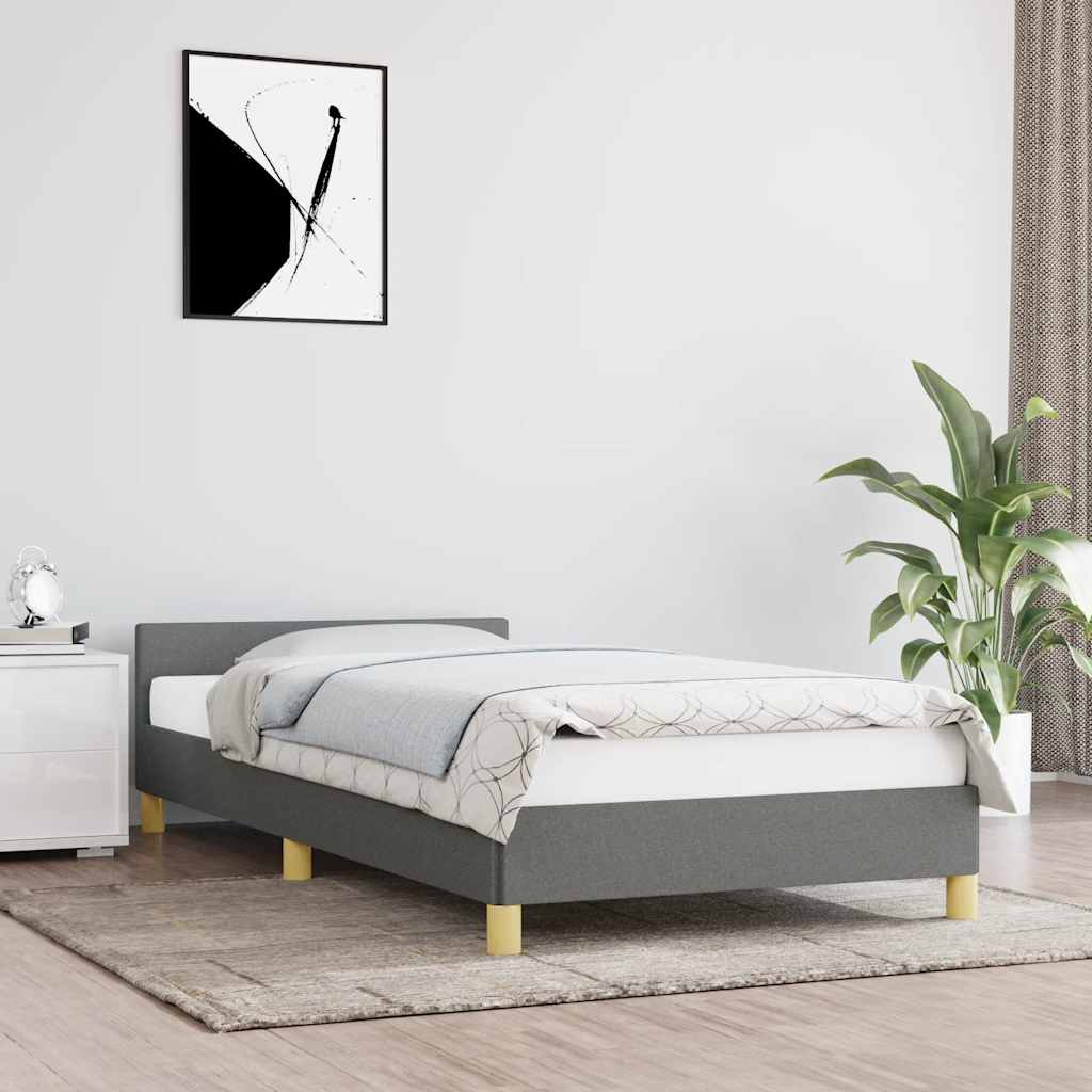 Cadre de lit sans matelas gris foncé 80x200 cm tissu - XIOS