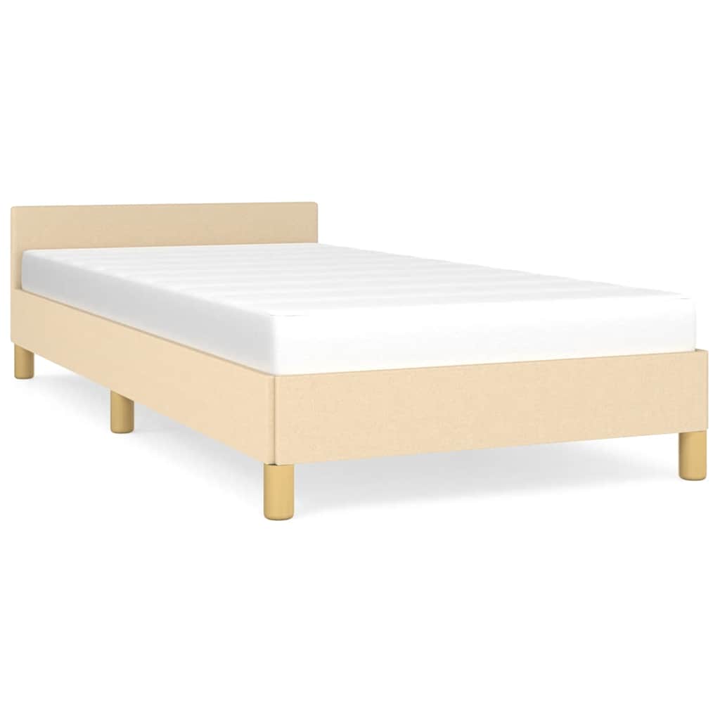 Cadre de lit avec tête de lit sans matelas crème 80x200cm tissu - XIOS