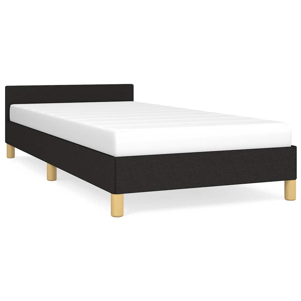 Cadre de lit avec tête de lit sans matelas noir 90x190 cm tissu - XIOS