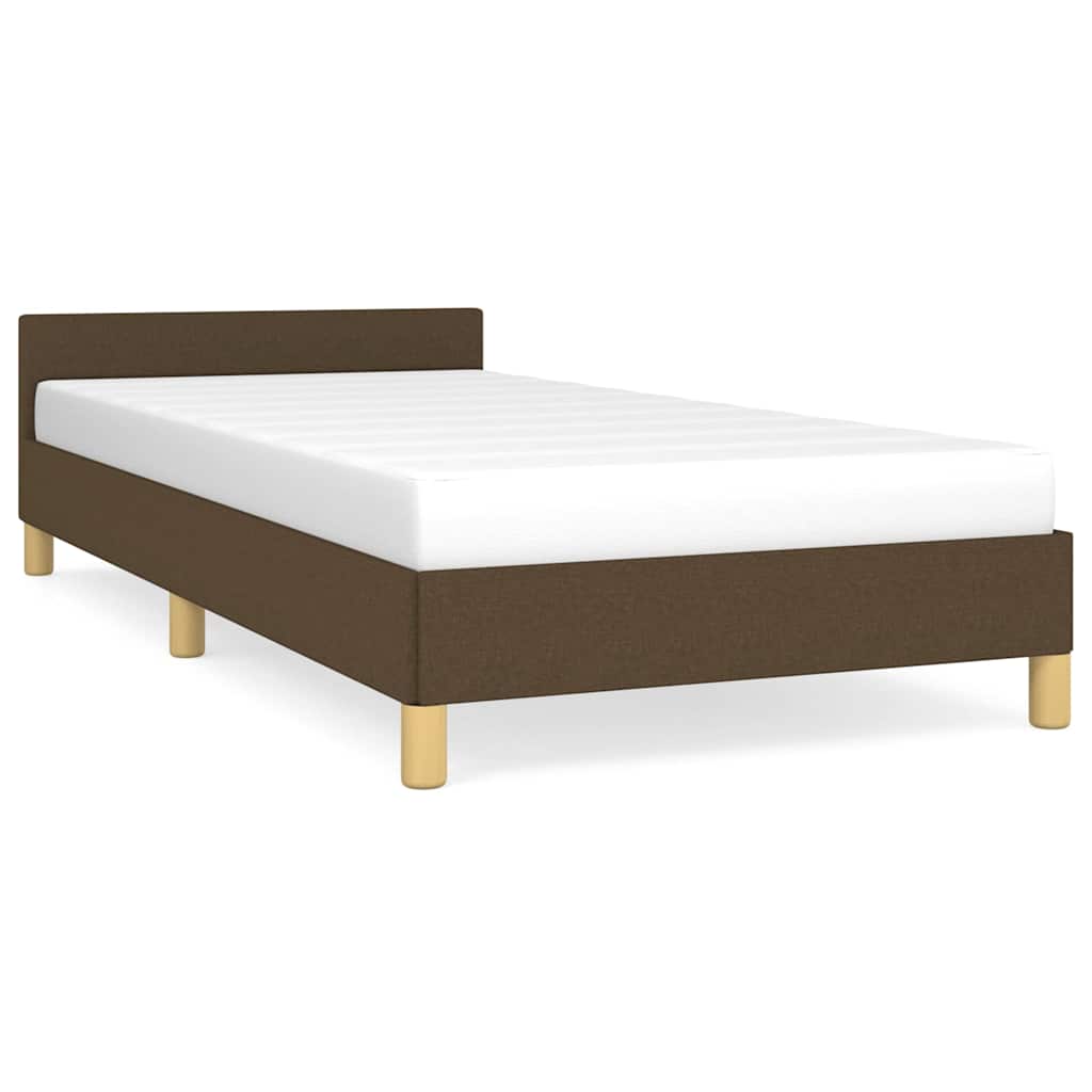 Cadre de lit sans matelas marron foncé 90x190 cm tissu - XIOS