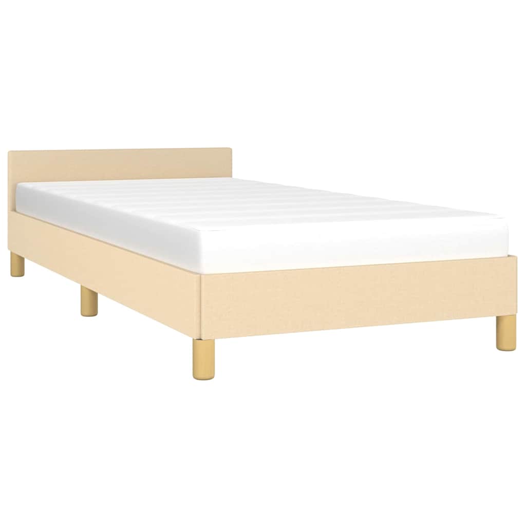 Cadre de lit avec tête de lit sans matelas crème 90x190cm tissu - XIOS