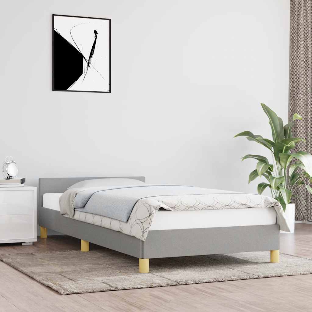 Cadre de lit sans matelas gris clair 90x200 cm tissu - XIOS