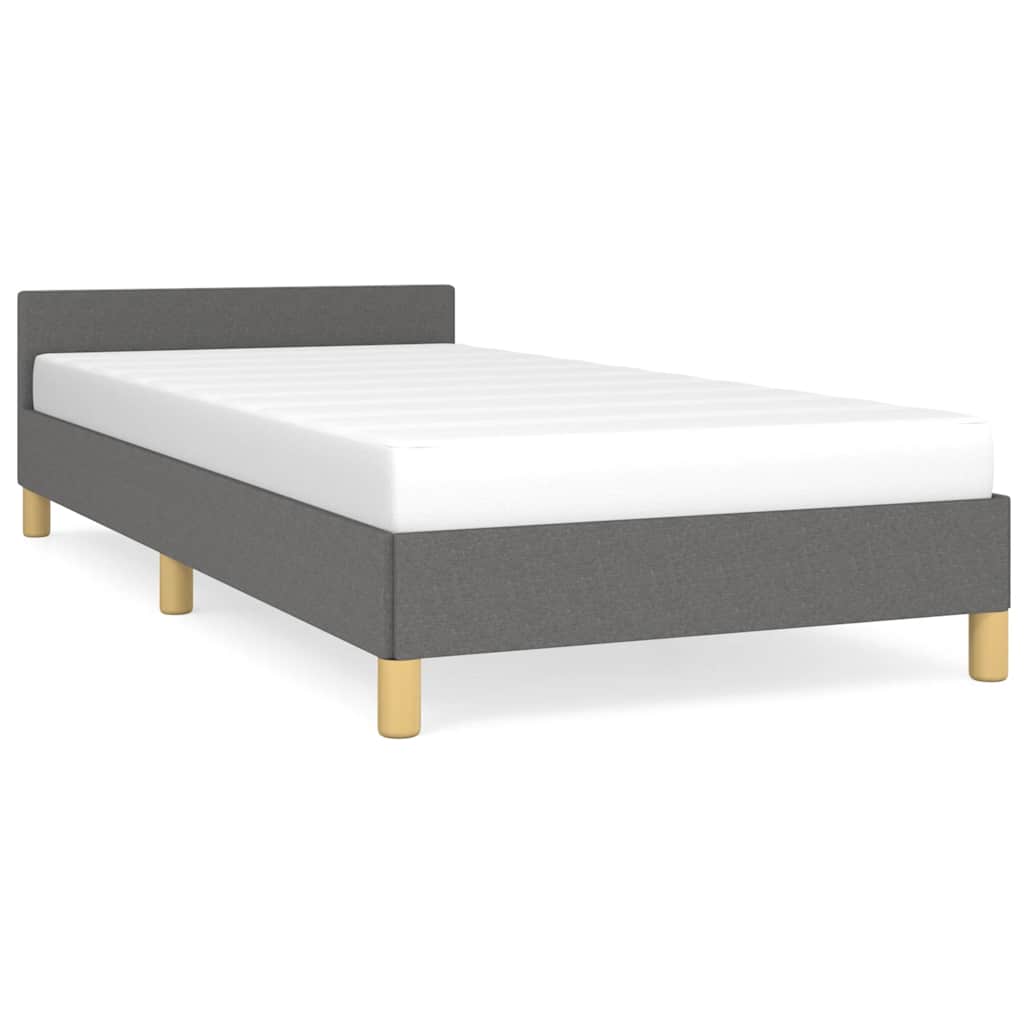 Cadre de lit sans matelas gris foncé 90x200 cm tissu - XIOS