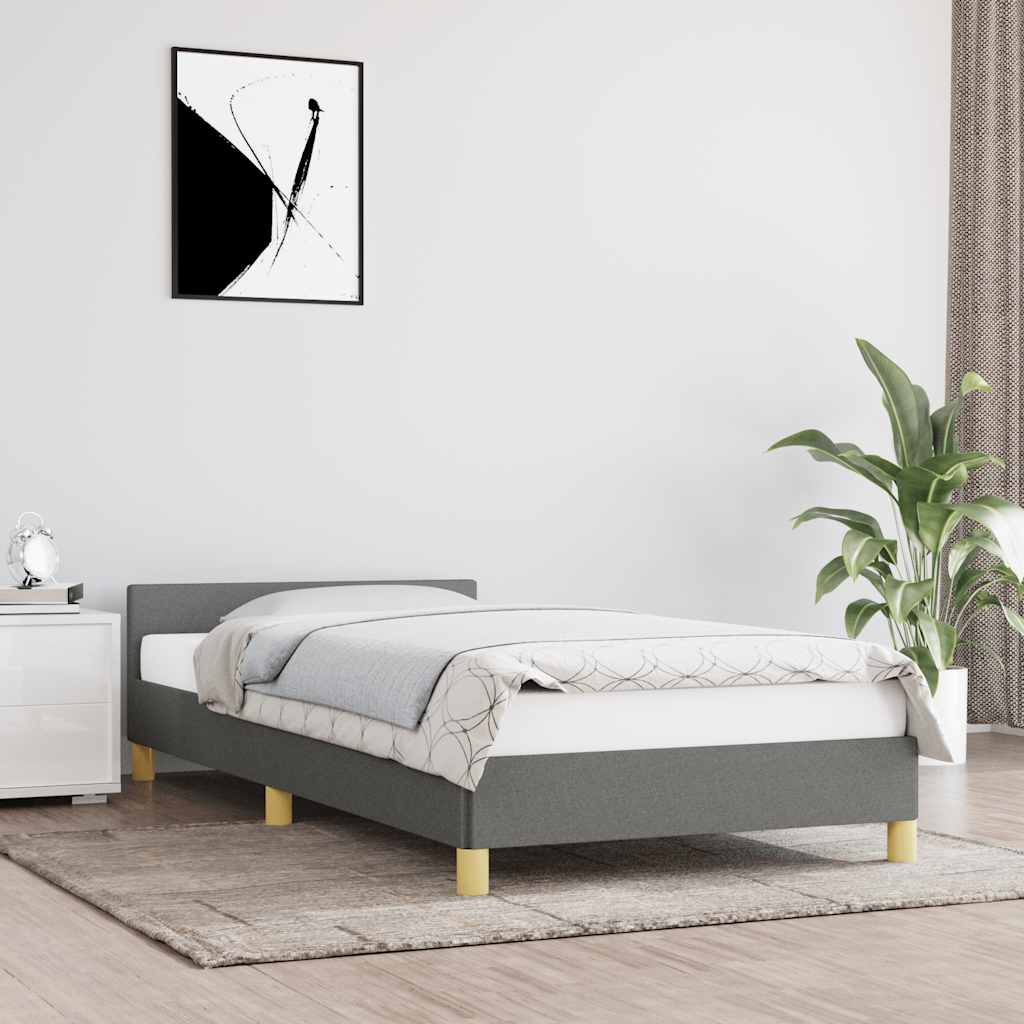 Cadre de lit sans matelas gris foncé 90x200 cm tissu - XIOS