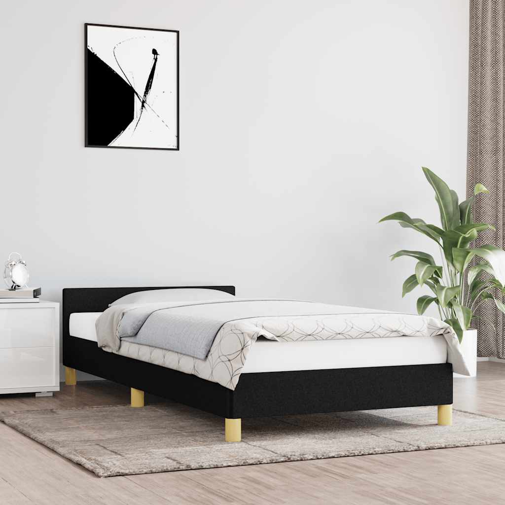 Cadre de lit avec tête de lit sans matelas noir 90x200 cm tissu - XIOS