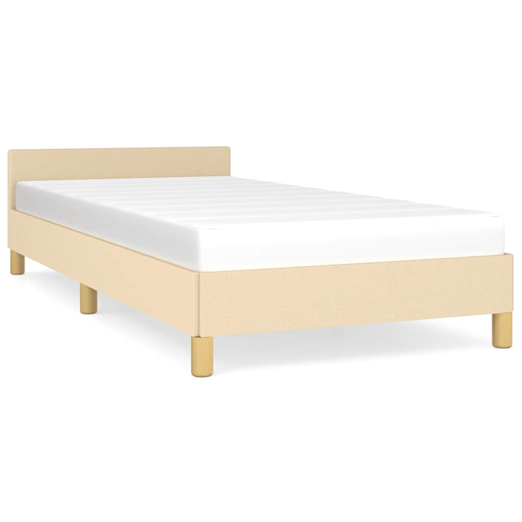 Cadre de lit avec tête de lit sans matelas crème 90x200cm tissu - XIOS