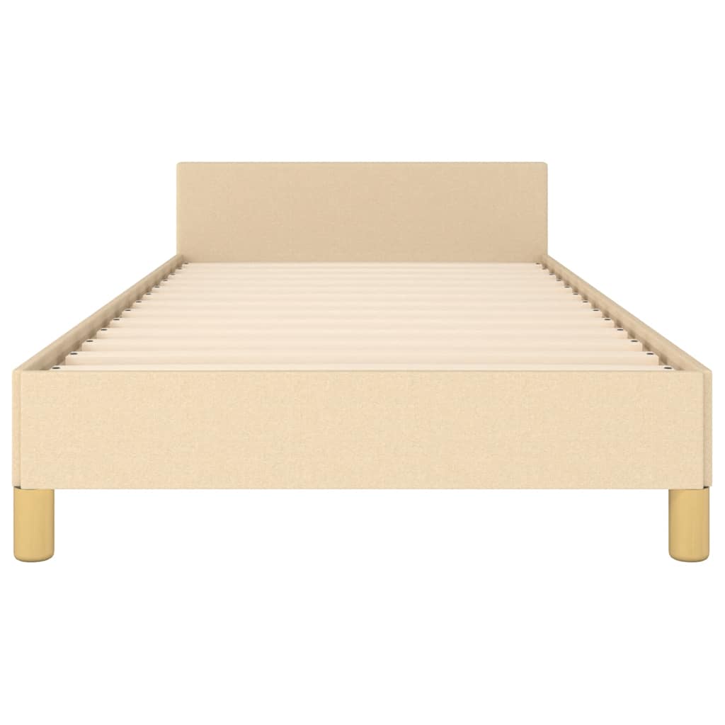 Cadre de lit avec tête de lit sans matelas crème 90x200cm tissu - XIOS