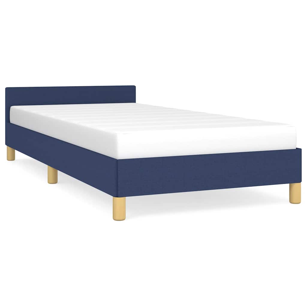 Cadre de lit avec tête de lit sans matelas bleu 90x200 cm tissu - XIOS