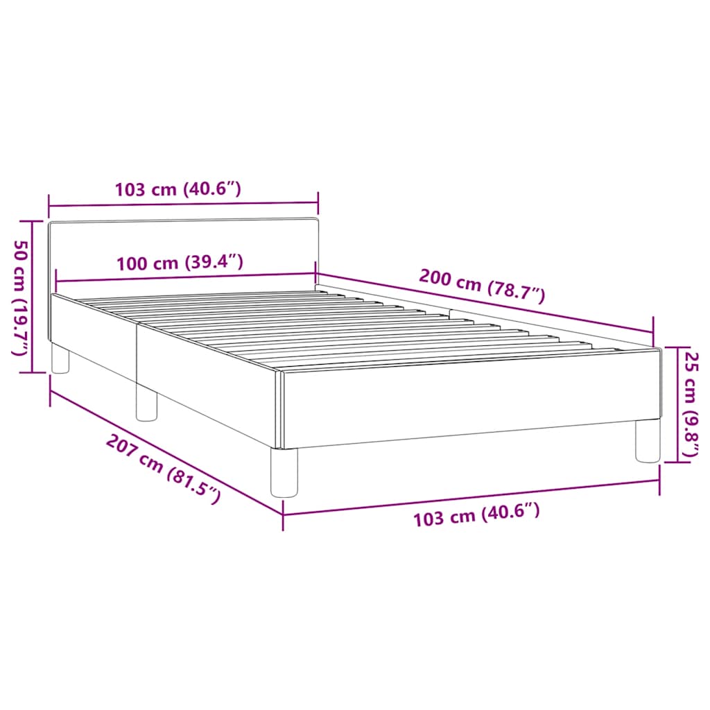 Cadre de lit sans matelas noir 100x200 cm tissu - XIOS