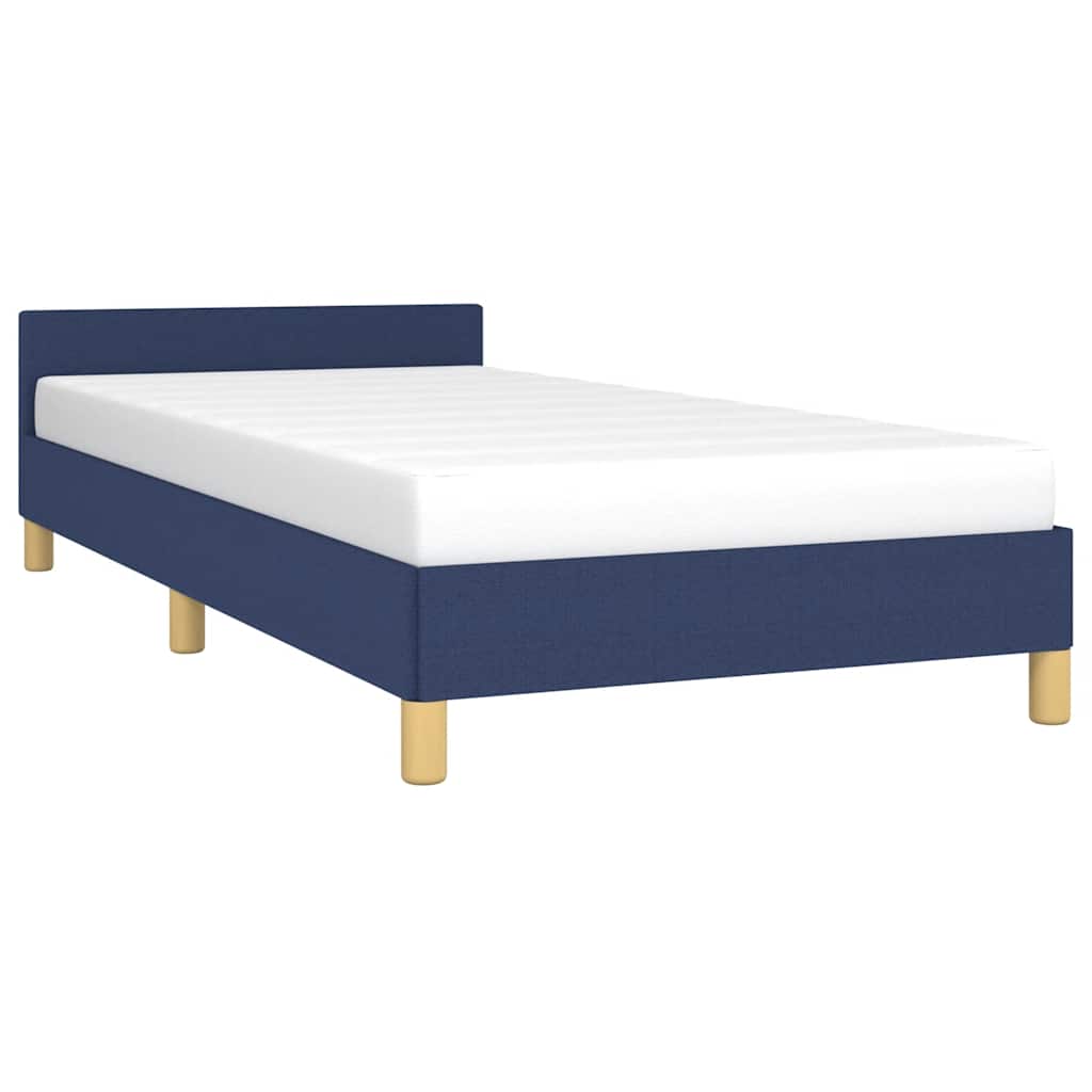 Cadre de lit avec tête de lit sans matelas bleu 100x200cm tissu - XIOS