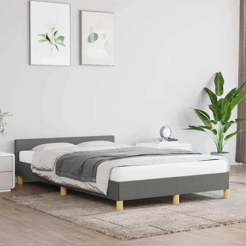 Cadre de lit sans matelas gris foncé 120x200 cm tissu - XIOS