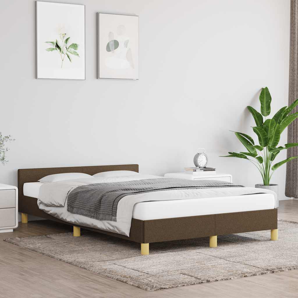 Cadre de lit sans matelas marron foncé 120x200 cm tissu - XIOS