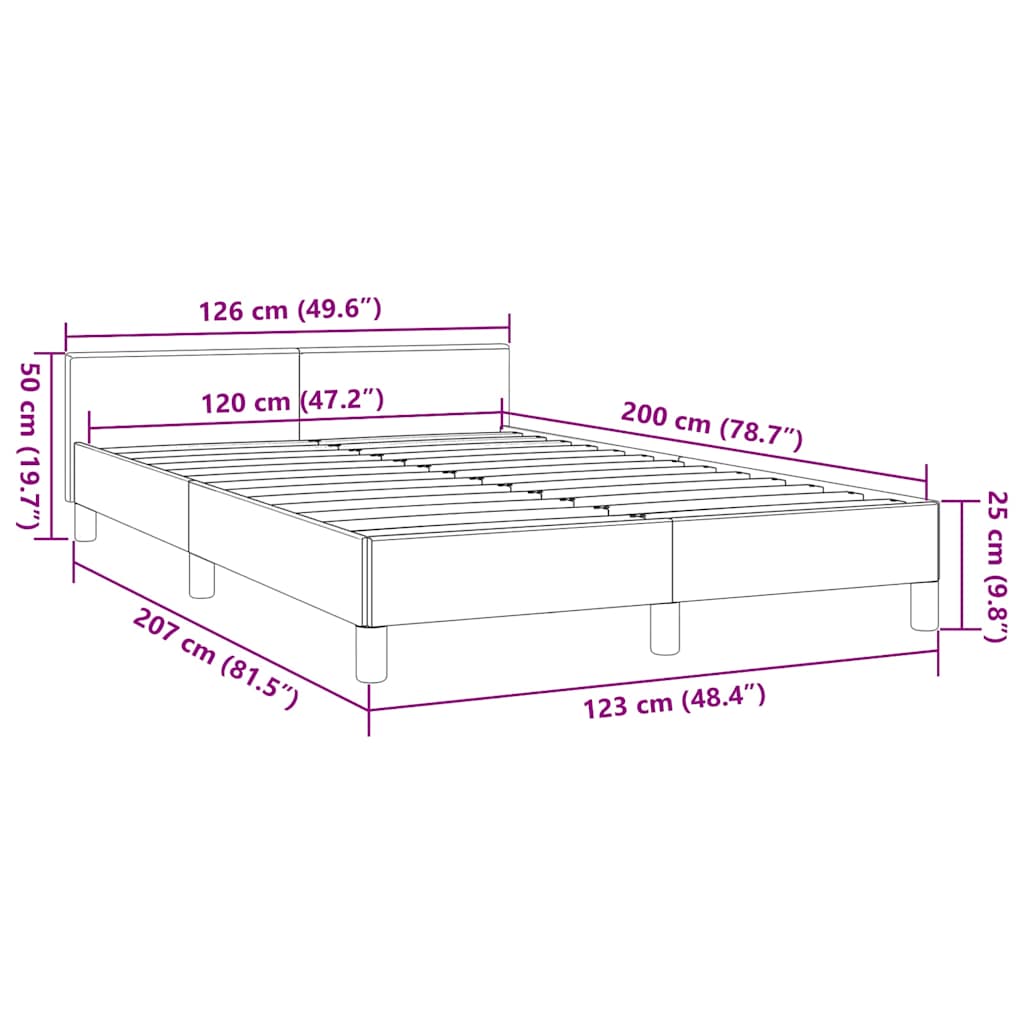 Cadre de lit sans matelas crème 120x200 cm tissu - XIOS