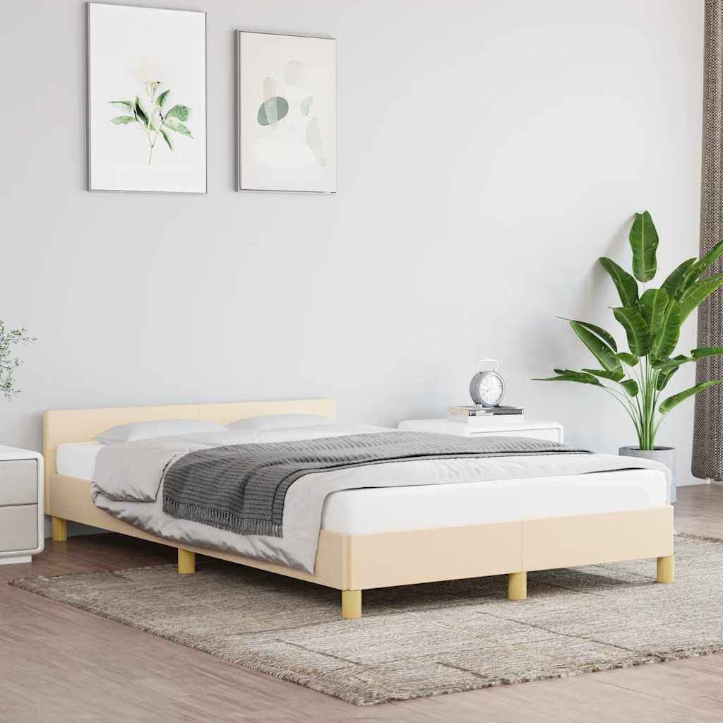 Cadre de lit sans matelas crème 120x200 cm tissu - XIOS