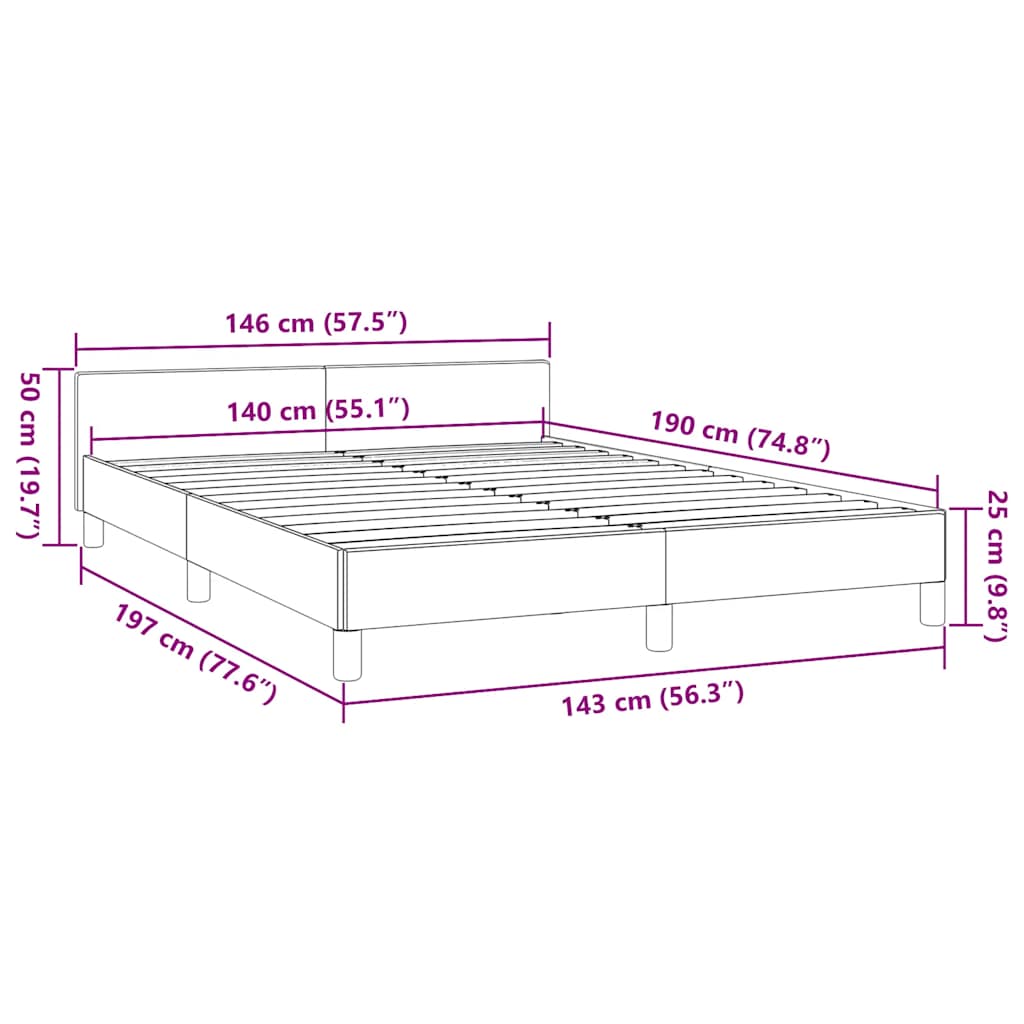 Cadre de lit sans matelas gris clair 140x190 cm tissu - XIOS