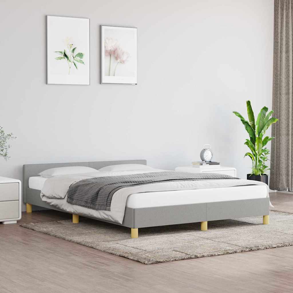 Cadre de lit sans matelas gris clair 140x190 cm tissu - XIOS