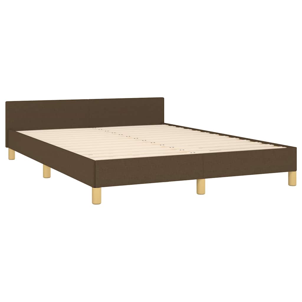 Cadre de lit sans matelas marron foncé 140x190 cm tissu - XIOS