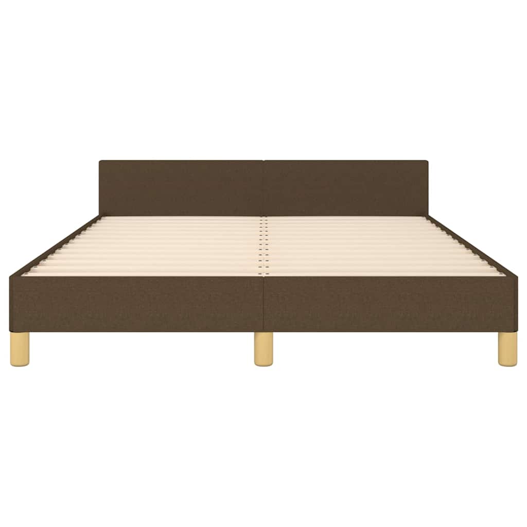 Cadre de lit sans matelas marron foncé 140x190 cm tissu - XIOS