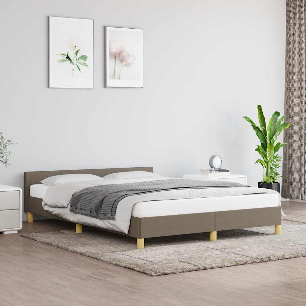 Cadre de lit sans matelas taupe 140x190 cm tissu - XIOS