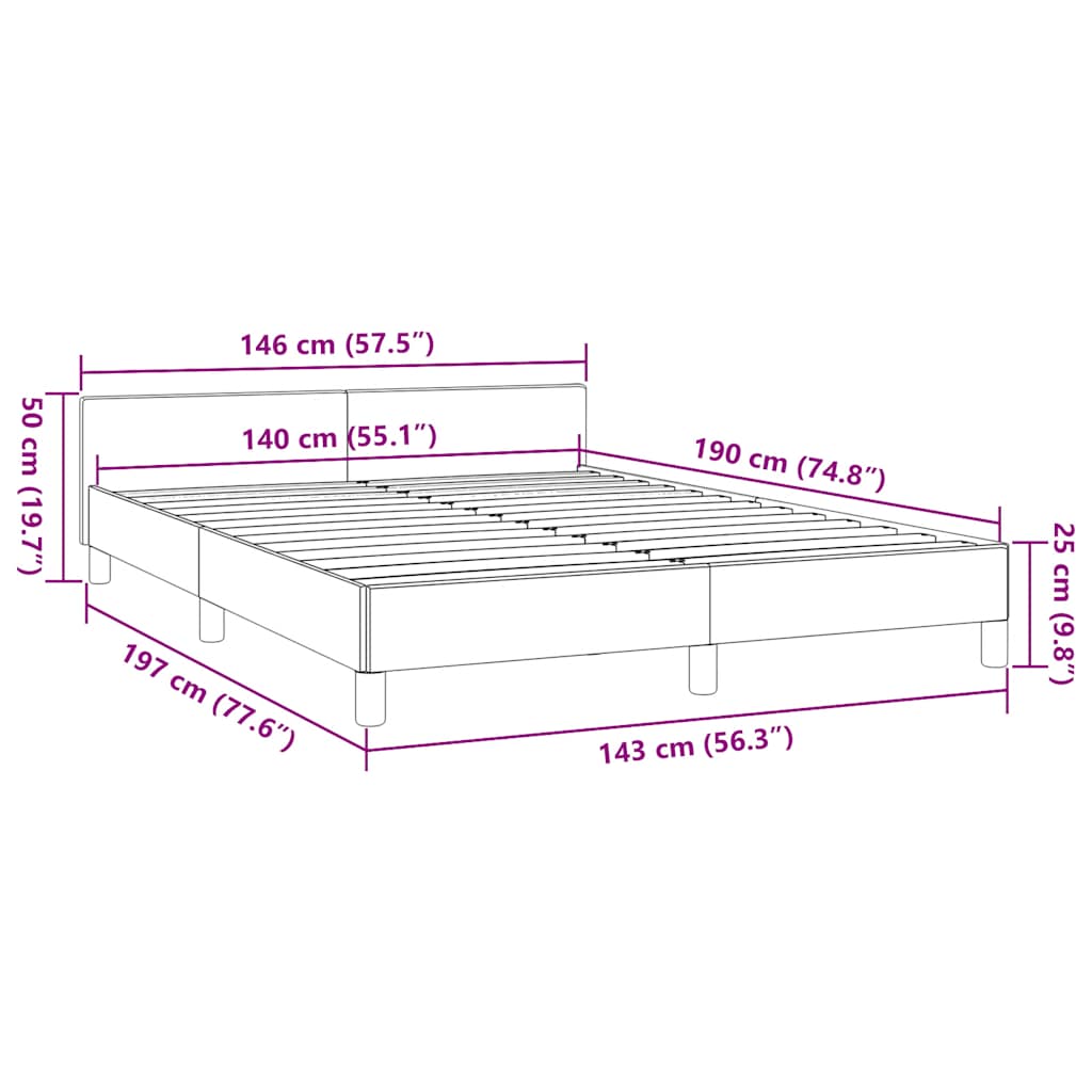Cadre de lit sans matelas crème 140x190 cm tissu - XIOS
