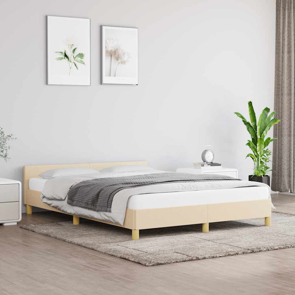 Cadre de lit sans matelas crème 140x190 cm tissu - XIOS