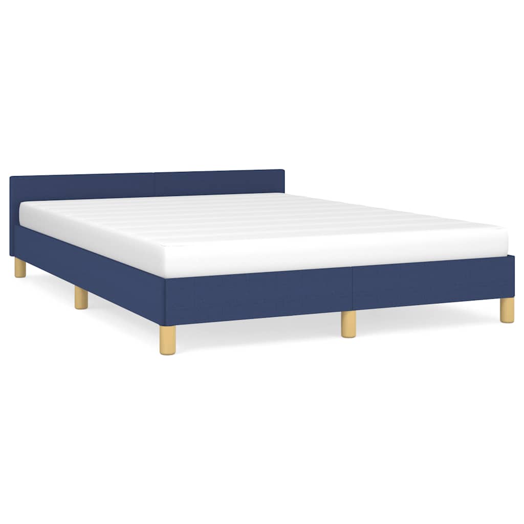 Cadre de lit avec tête de lit sans matelas bleu 140x190cm tissu - XIOS