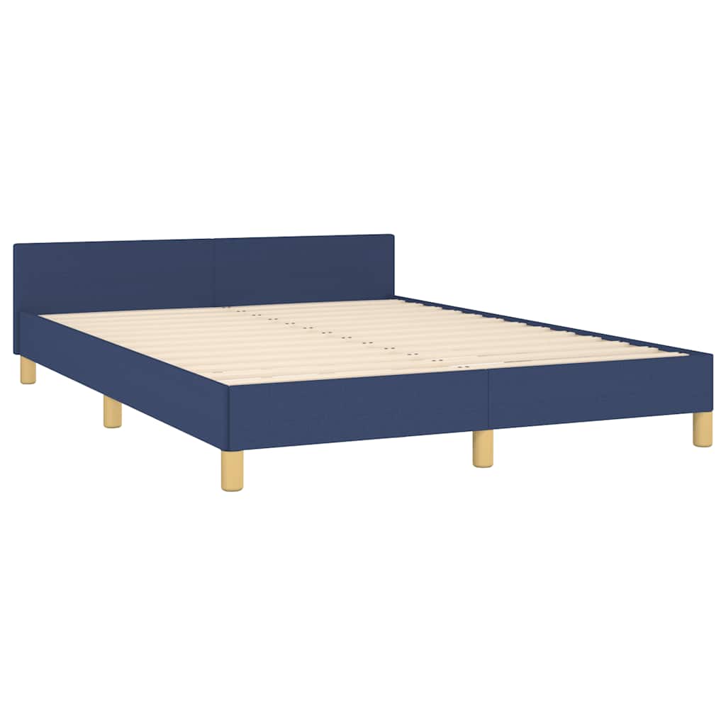 Cadre de lit avec tête de lit sans matelas bleu 140x190cm tissu - XIOS